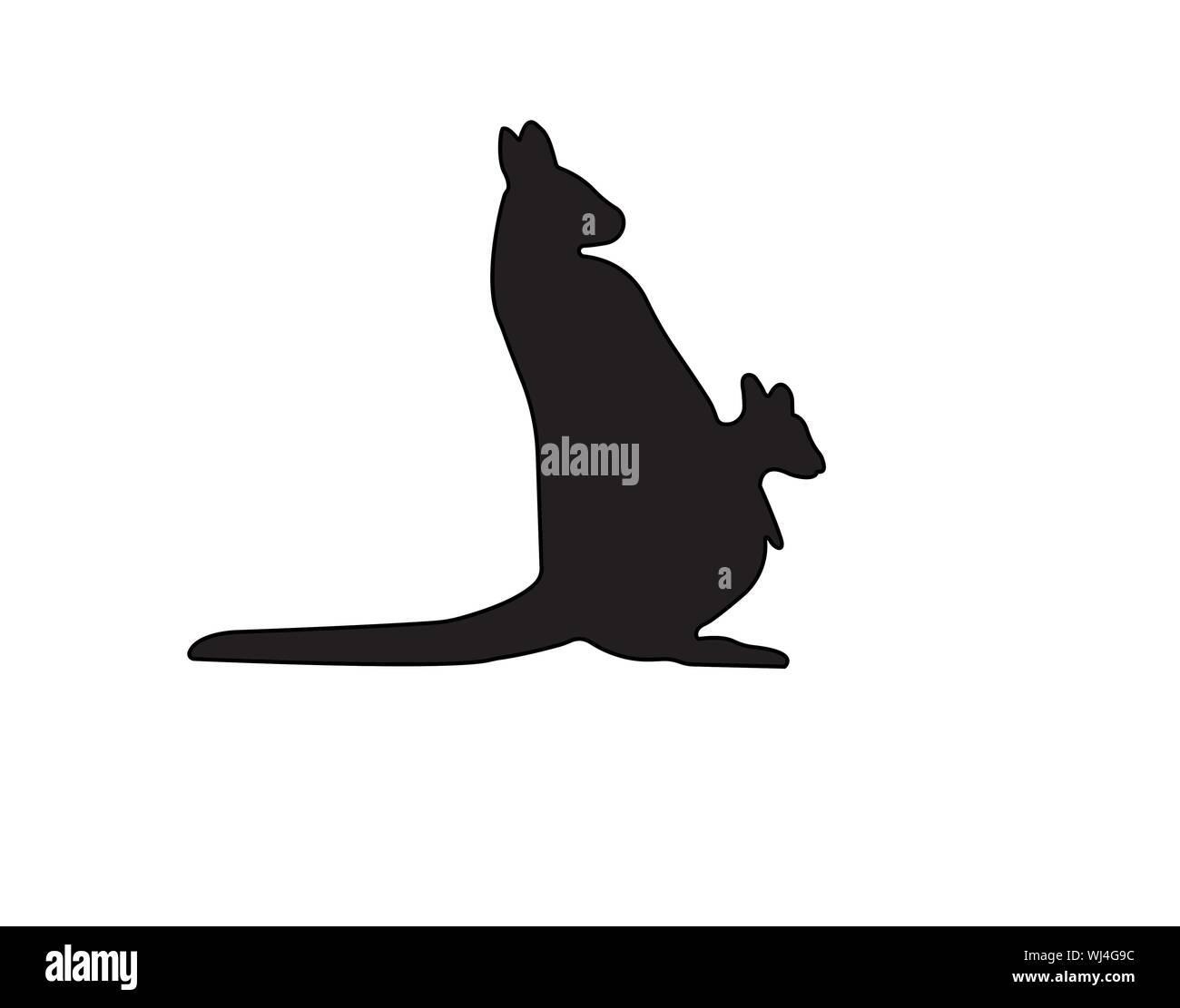 Canguro con icona Joey silhouette in stile Solid Style Illustrazione Vettoriale