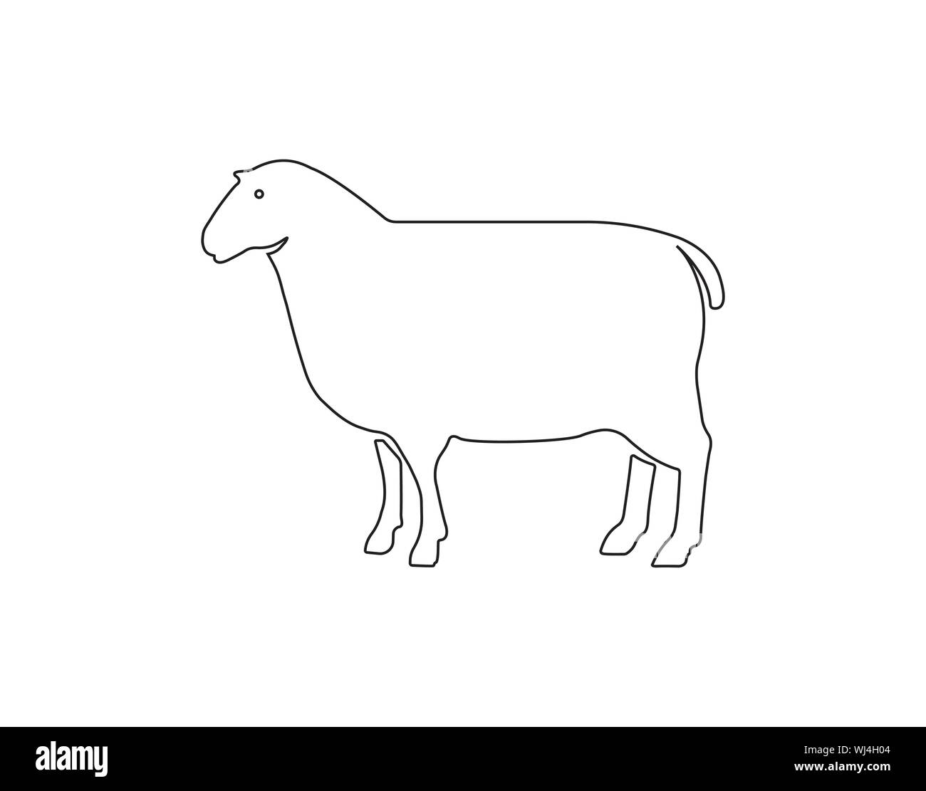 Icona contorno animale pecora nel disegno linea minimale Illustrazione Vettoriale