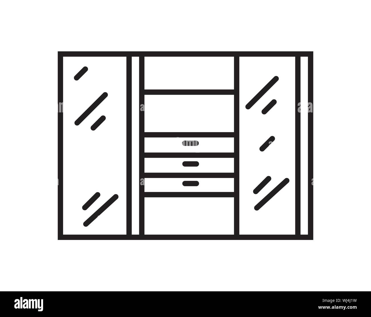 Armadio armadio armadio mobili contorno vano portaoggetti icona Vector Illustrazione Vettoriale