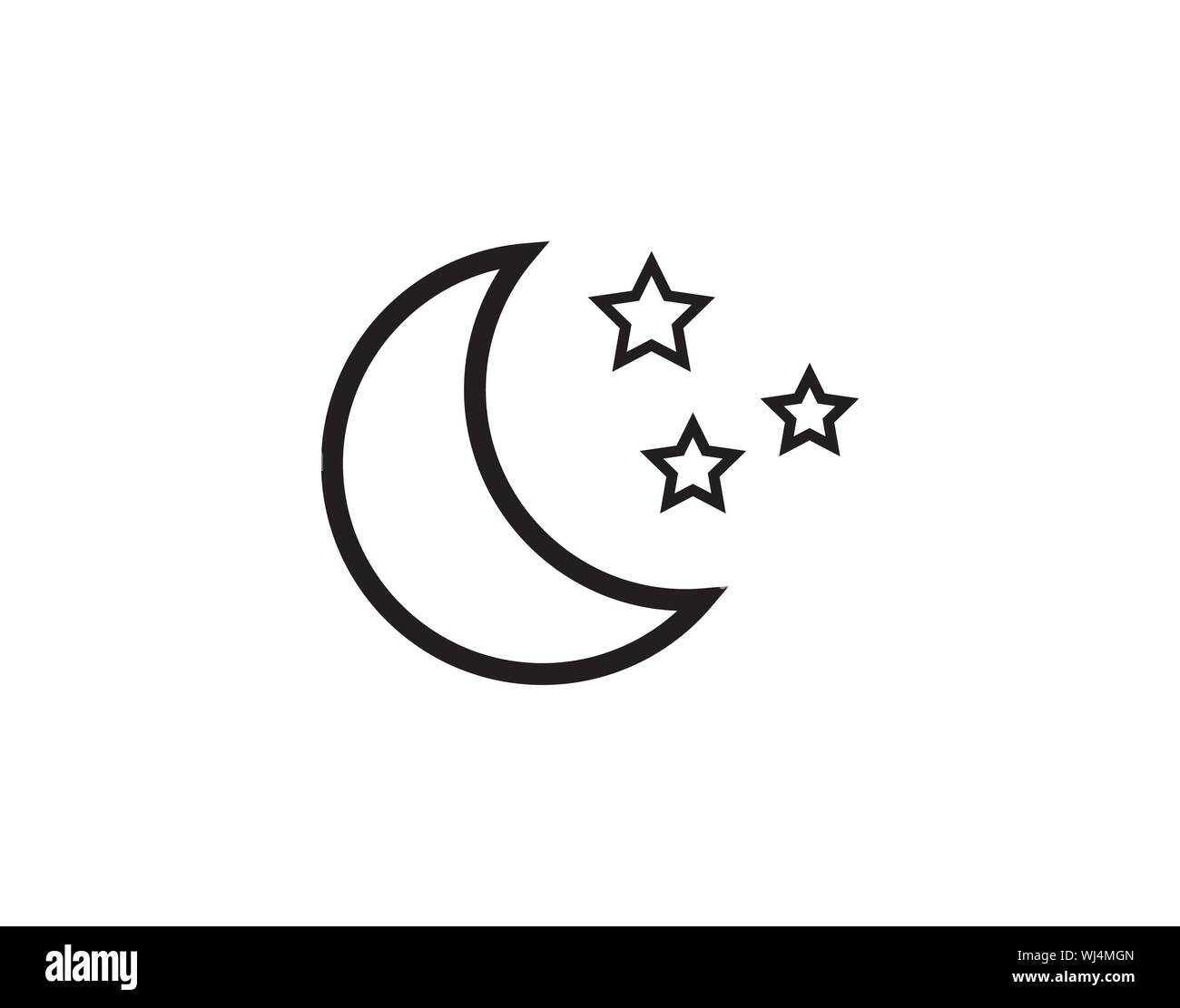 Crescent Moon and Stars Night Sky Icon Vector Illustrazione Vettoriale