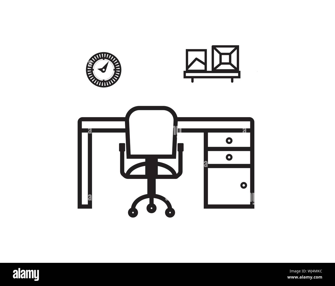 Vettoriale dell'icona di configurazione di Office Workspace Desk Illustrazione Vettoriale