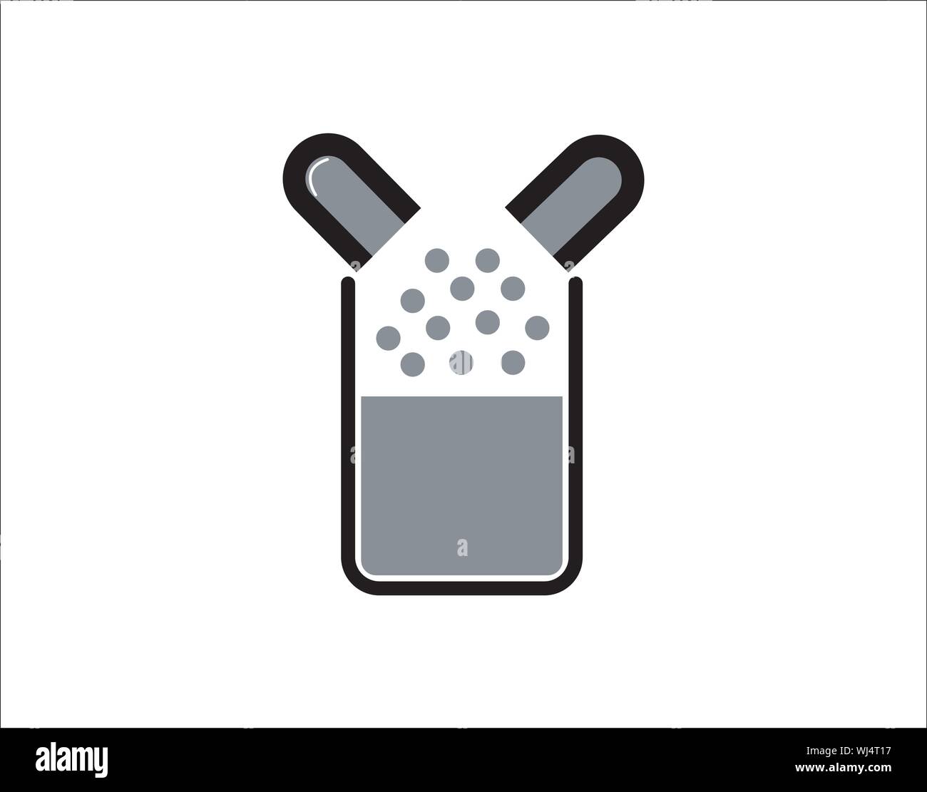 Disegno icona farmaceutico delle pillole di medicina a capsula aperta Illustrazione Vettoriale