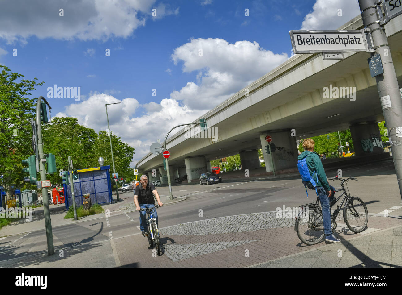 Auto, autostrada ponte, ponte dell'autostrada, automobili, traffico, costruzioni peccato, Berlino, ampia brook posto, bridge, bridge, Dahlem, Dahlemer, Germania, nasti Foto Stock