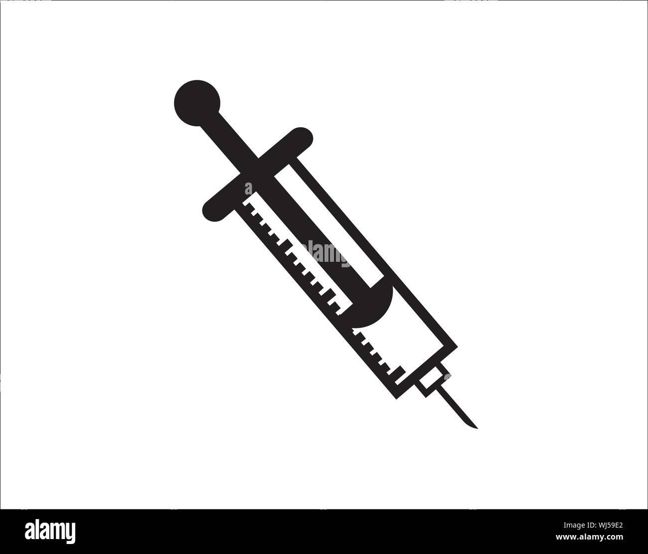 Icona di iniezione della siringa medica per la vaccinazione e il simbolo del vettore del trattamento sanitario Illustrazione Vettoriale