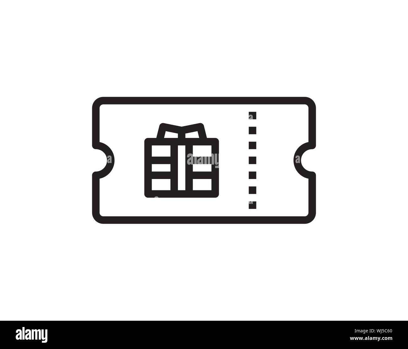 Nero linea sottile di carta di credito con la confezione regalo. lineare o colpo di stile moderno e di tendenza logotipo graphic art design isolato su sfondo bianco. Illustrazione Vettoriale