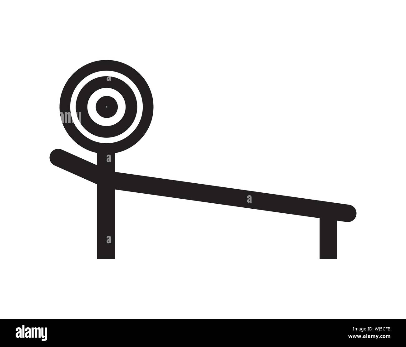 Icona del bersaglio del banco di allenamento per l'allenamento e le prestazioni della palestra, vettore nero Illustrazione Vettoriale