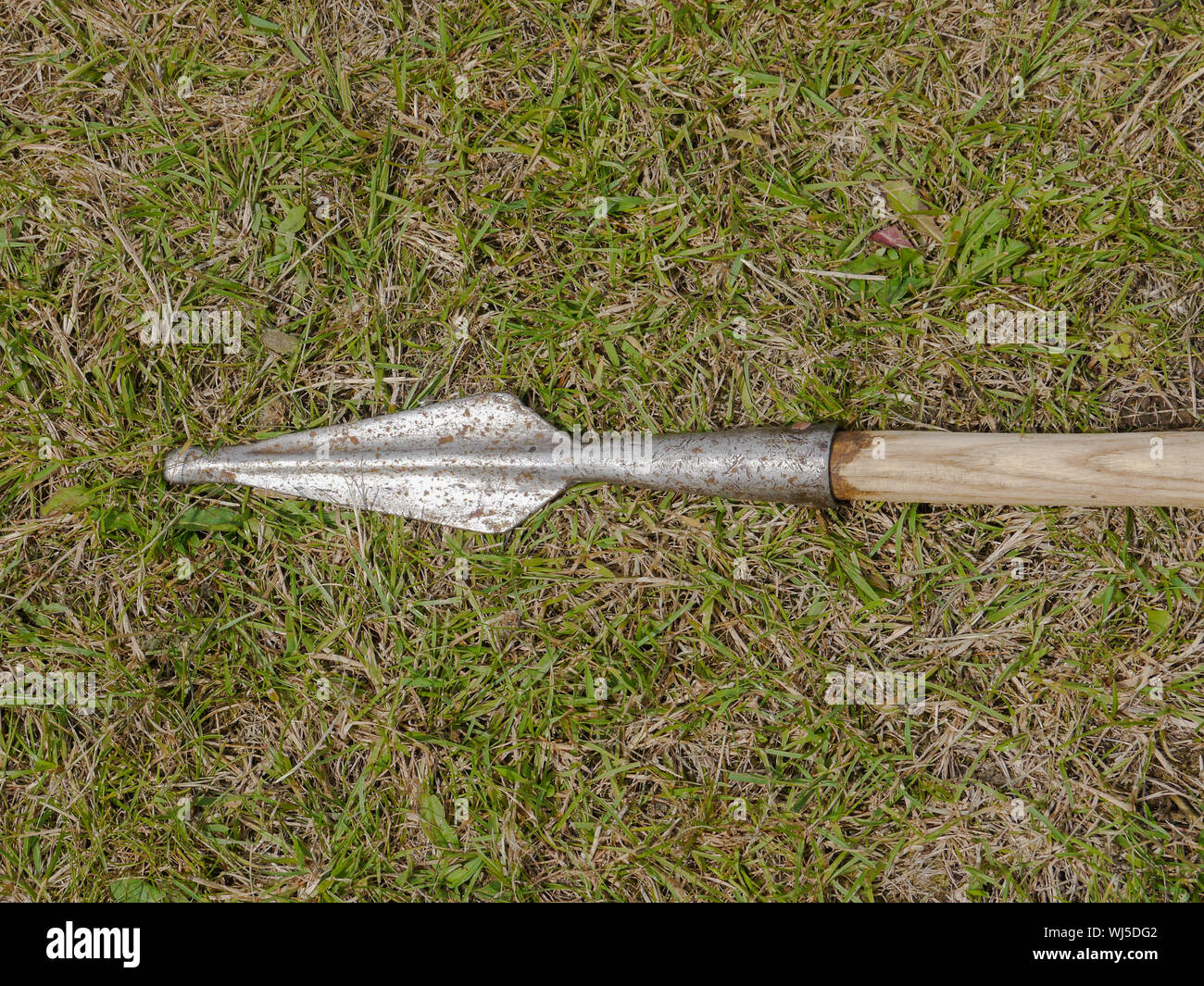 Replica di un oscuro Medioevo spear utilizzato da storici re-enactors Foto Stock