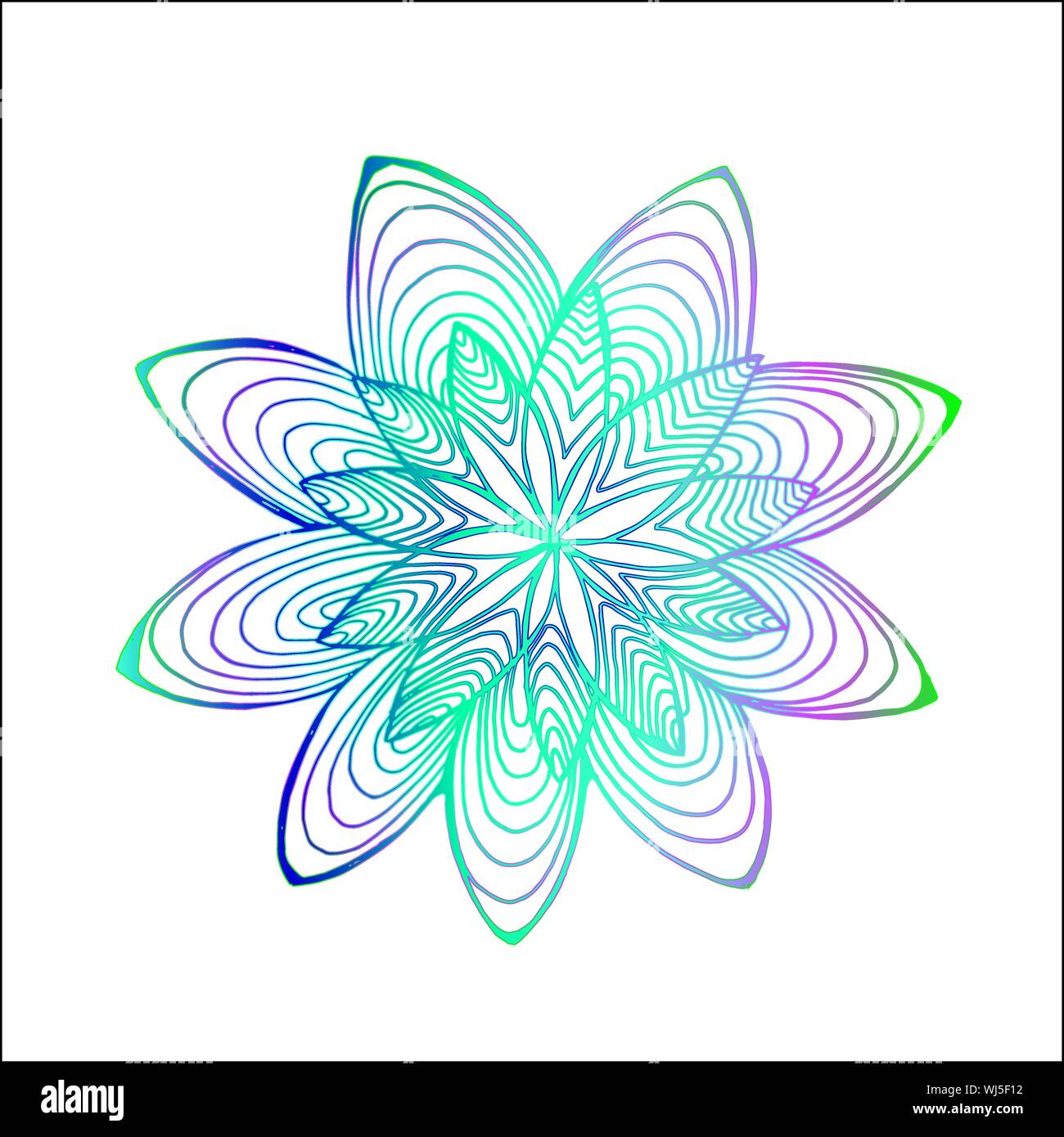 Neon fiore astratto modello. Mandala psichedelico movente. Illustrazione Vettoriale