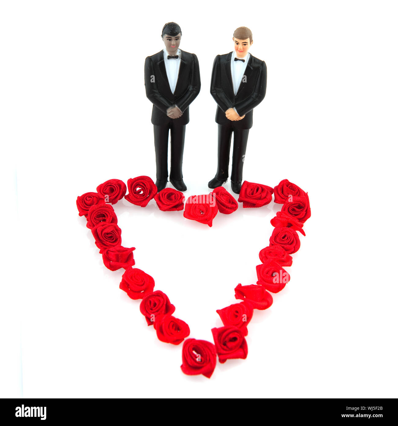 Gay nozze con rose rosse cuore Foto Stock