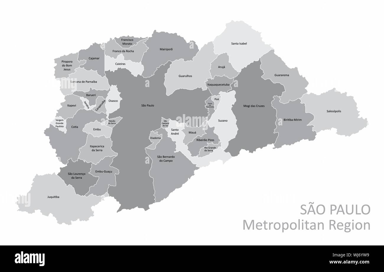 Sao Paulo regione metropolitana mappa Illustrazione Vettoriale