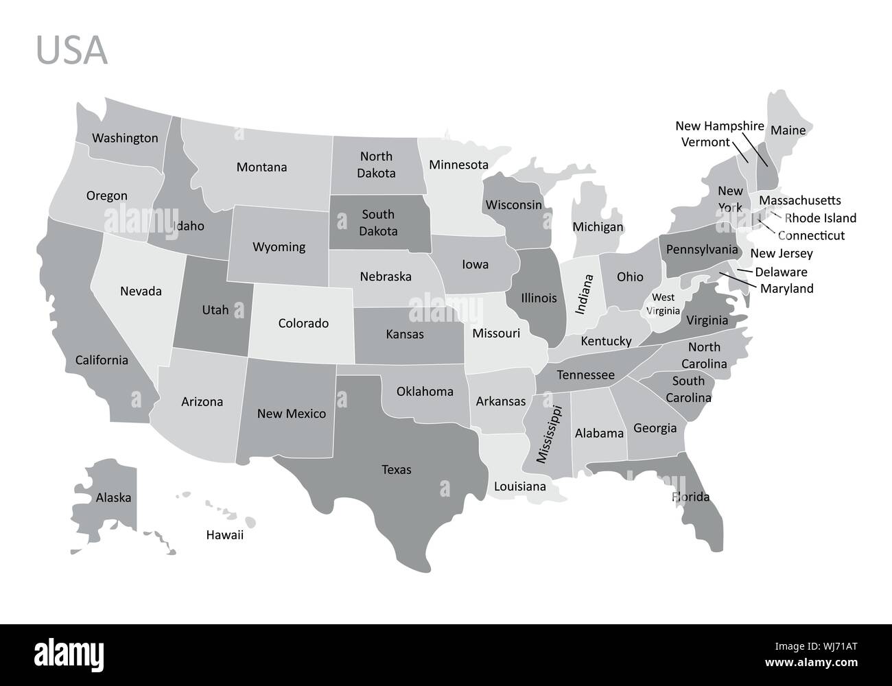 USA mappa degli stati Illustrazione Vettoriale