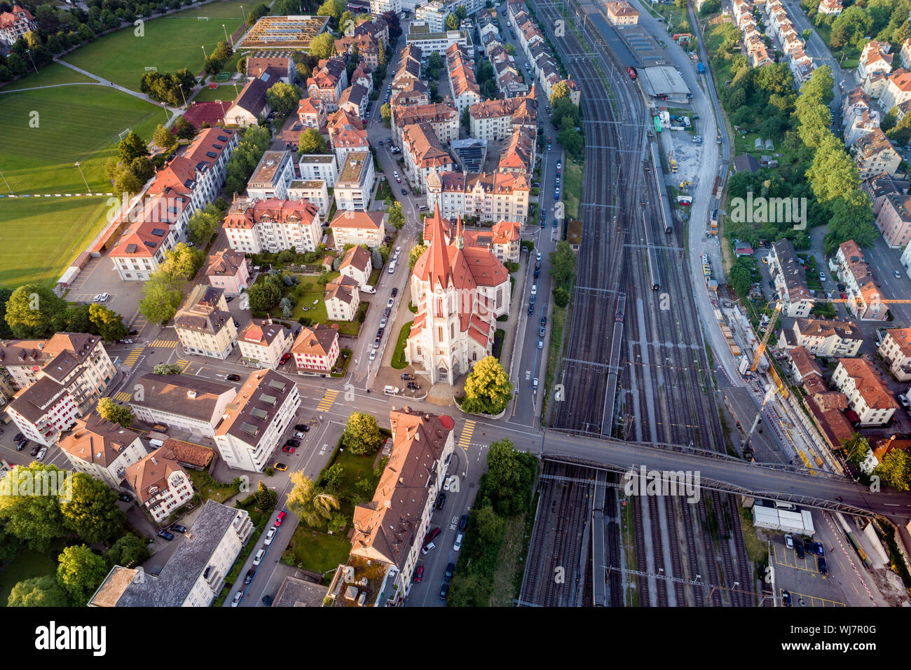 Vista aerea della città di San Gallo - San Otmar Foto Stock