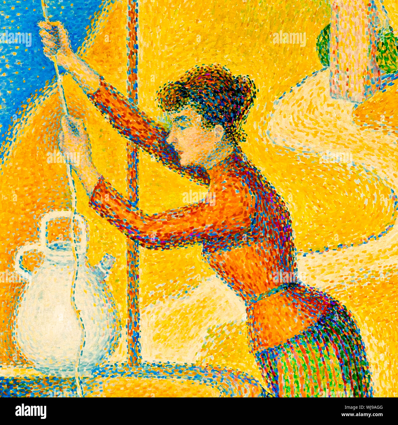 Pointillist tecnica: Paul Signac, le donne a Ben, pittura 1892 Foto Stock