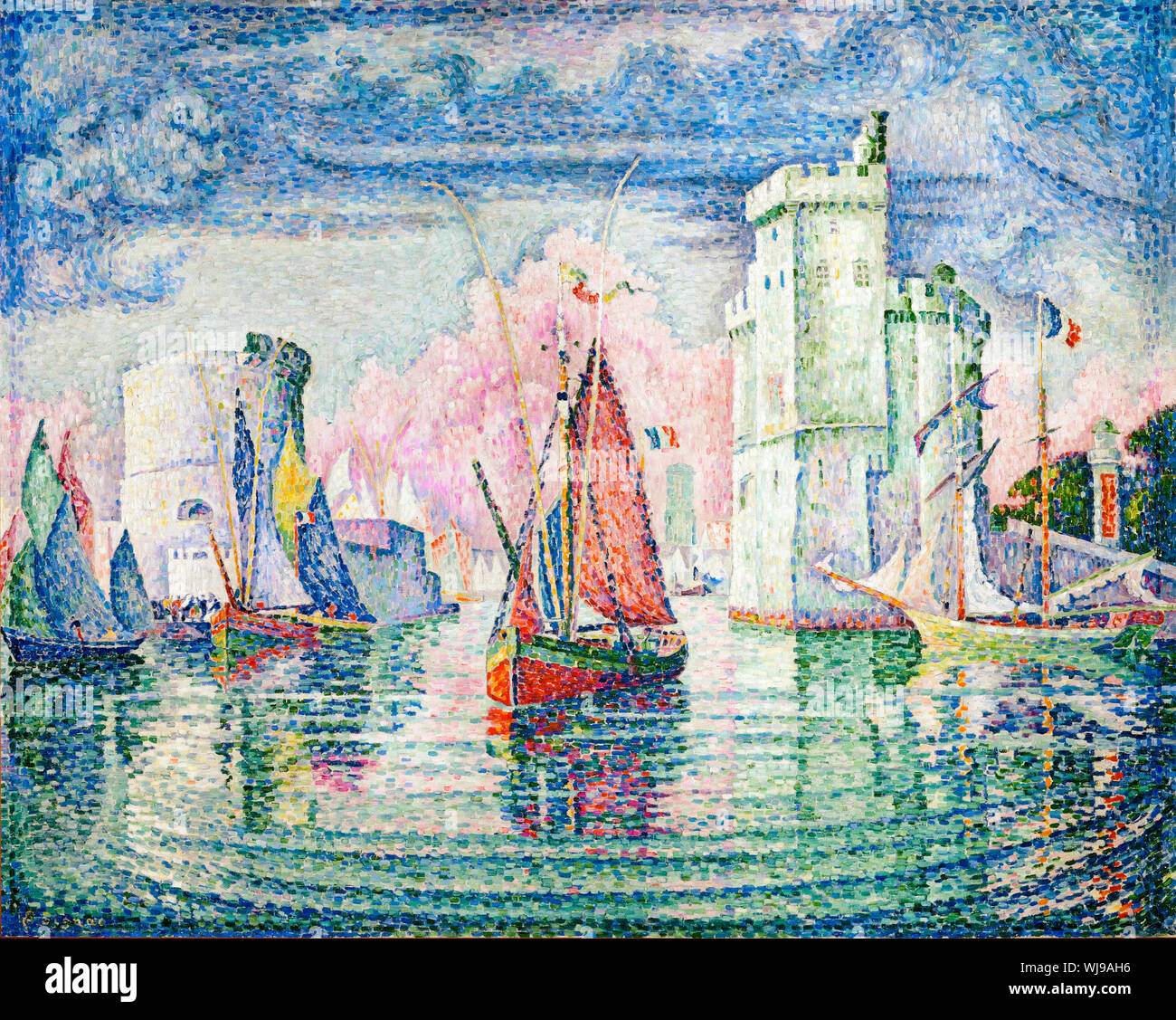 Paul Signac, ingresso al porto di la Rochelle, pittura paesaggistica post-impressionista, 1921 Foto Stock