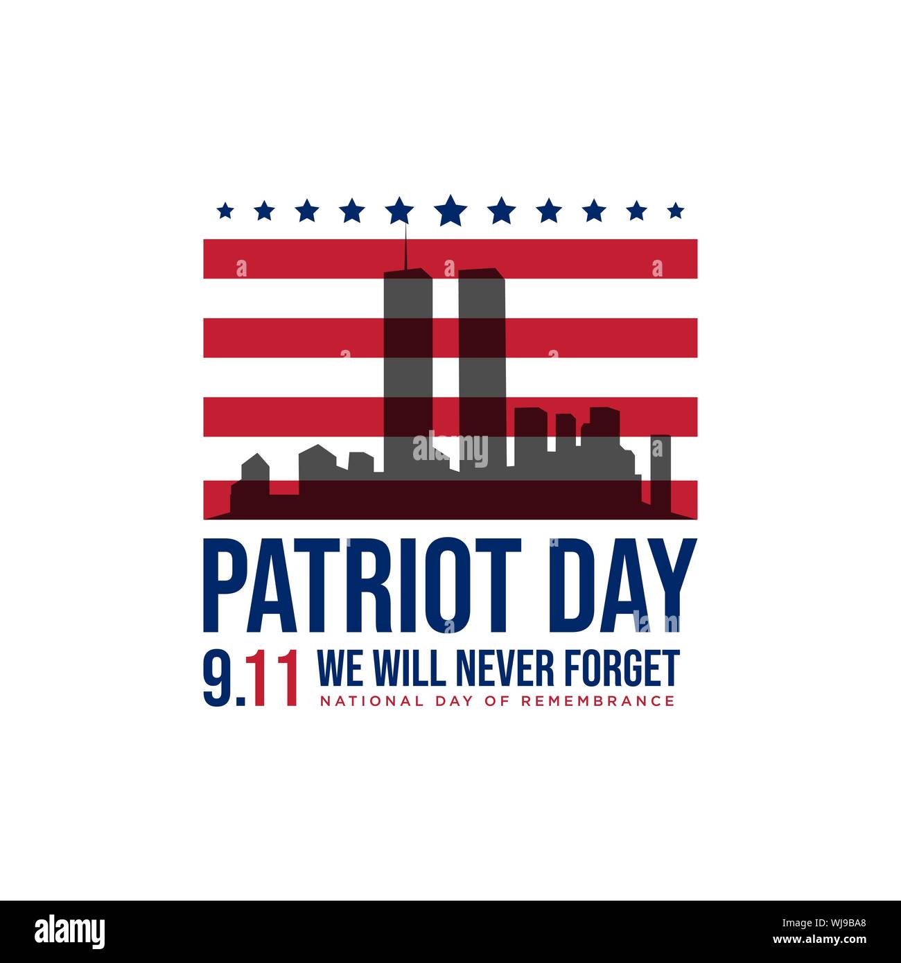 911 giorno patriot patriot sfondo giorno settembre immagine vettoriale. Non dimenticate mai 9/11 patriot giorno Illustrazione Vettoriale