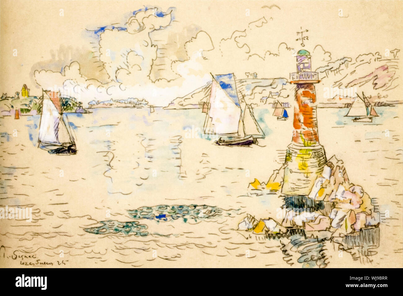 Paul Signac, Lézardrieux, la pittura di paesaggio, 1925 Foto Stock