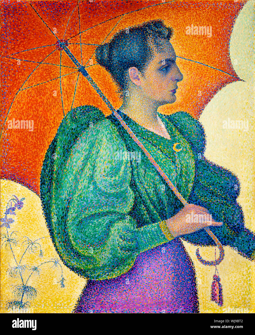 Paul Signac, la pittura, la donna con un ombrellone, 1893 Foto Stock