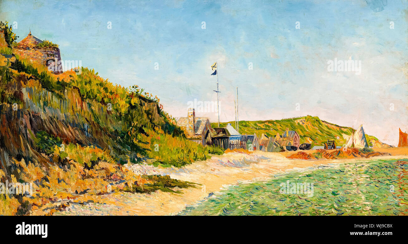 Paul Signac, Port en bessin, la spiaggia, la pittura di paesaggio, 1883 Foto Stock