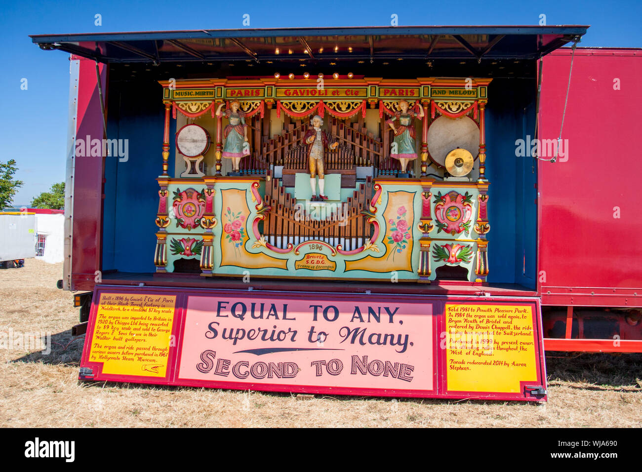 Un edificio restaurato del 1896 Gavioli fiera organo presso il 2018 Bassa prosciutto Rally di vapore, Somerset, Inghilterra, Regno Unito Foto Stock