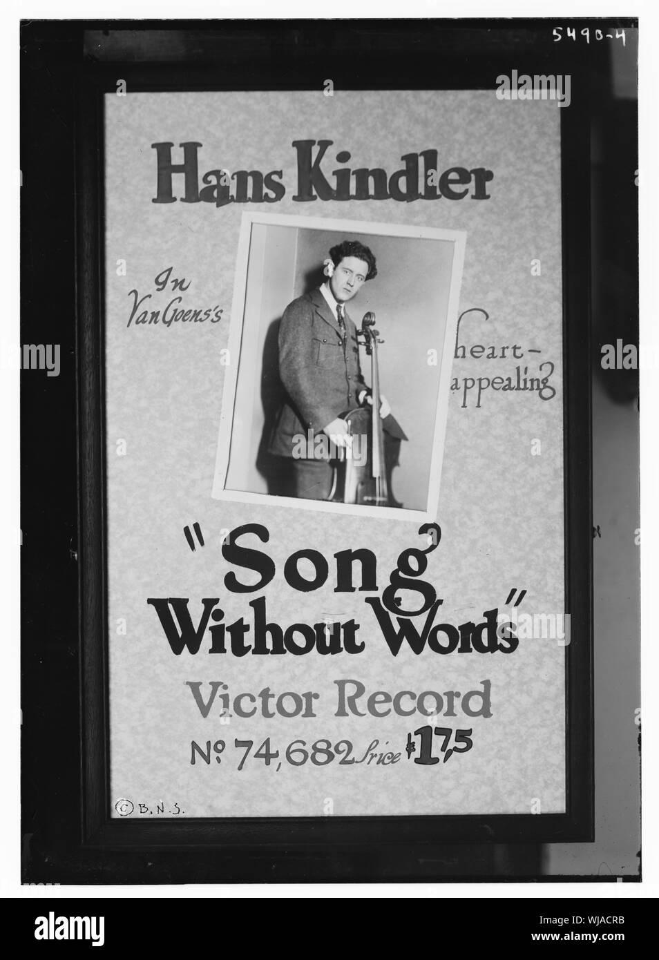 Hans Kindler in Van Goen il cuore e accattivante brano senza parole, Victor Record Foto Stock