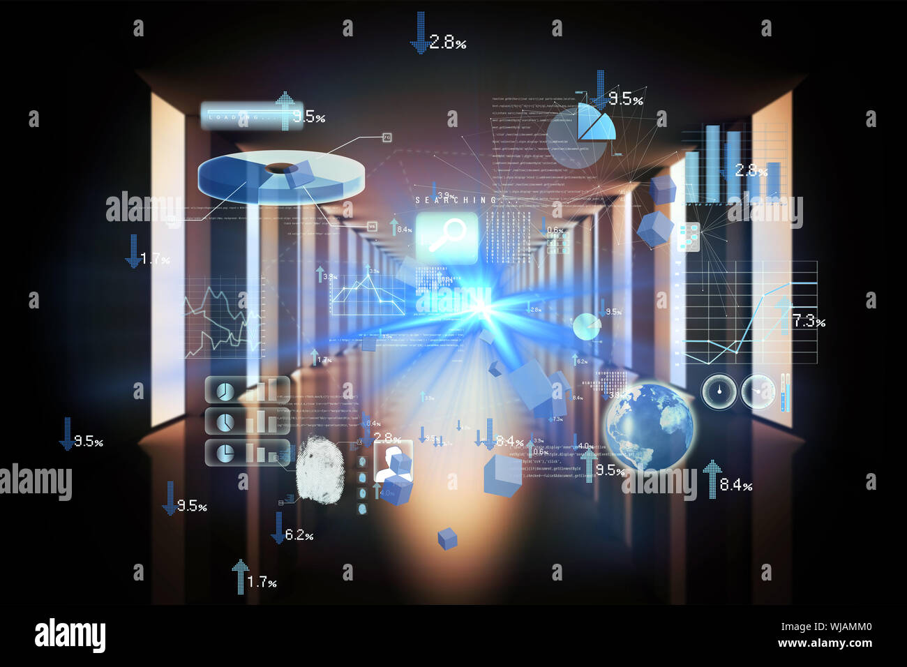 Global business ologramma Foto Stock