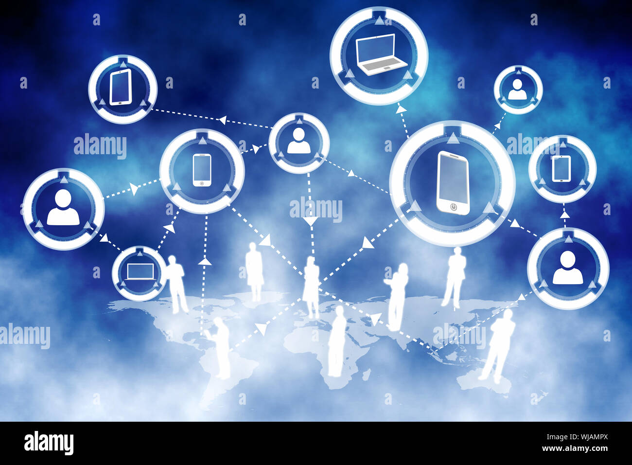 Comunità online sullo sfondo Foto Stock