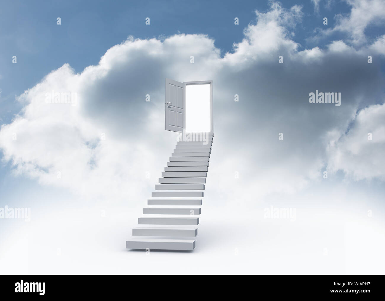 Aprire la porta in cima alle scale nel cielo Foto stock - Alamy