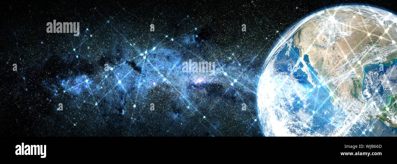 La linea e la configurazione di punti di sfondo spazio. Gli elementi di questa immagine fornita dalla NASA. Foto Stock