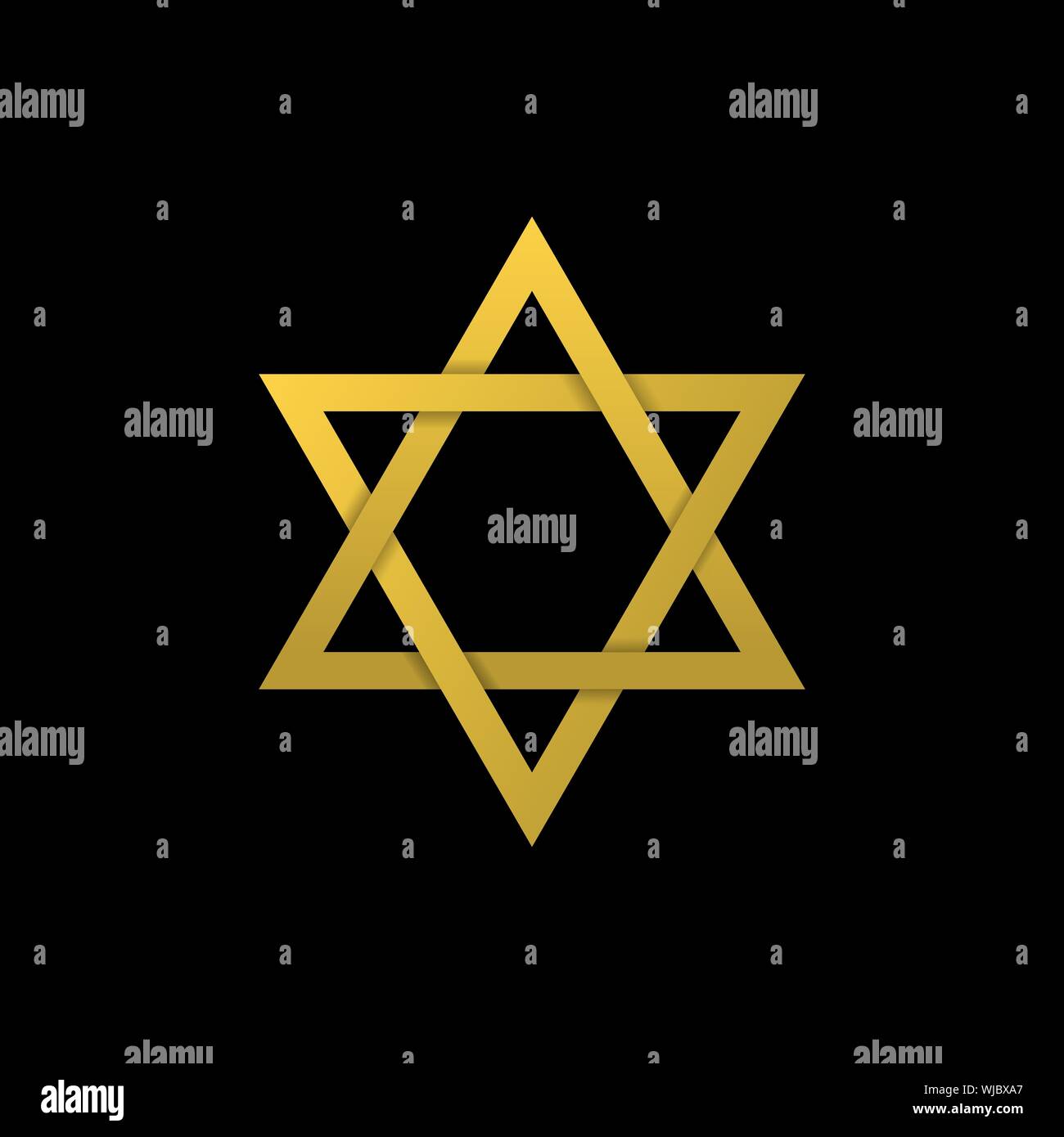 Golden Star di David icona. Generalmente riconosciuto simbolo della moderna identità ebraica e il Giudaismo, simbolo di Israele Illustrazione Vettoriale