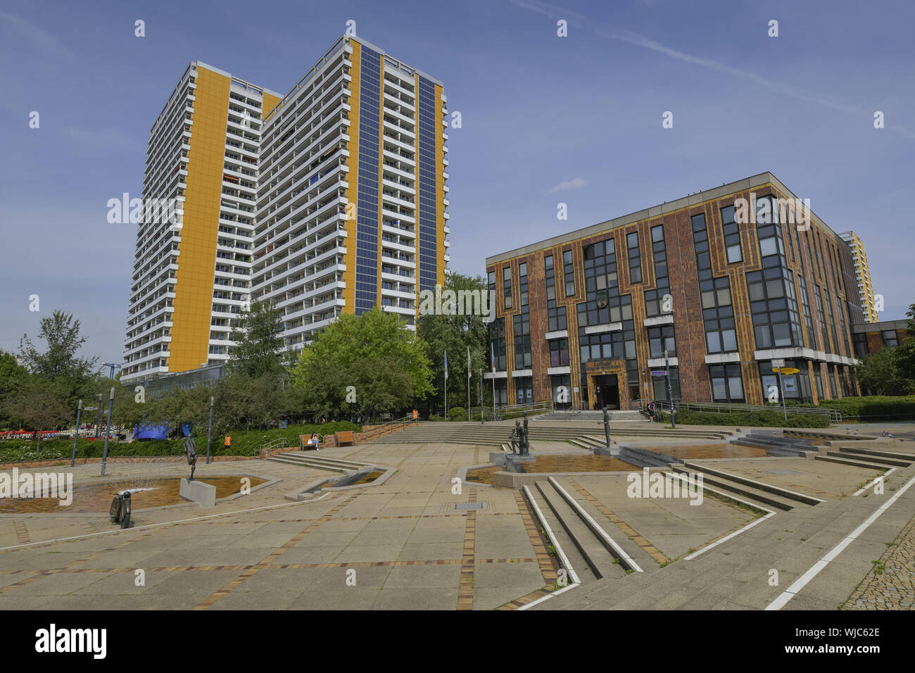 Architettura, Berlino, calcestruzzo, district city hall, Germania, Building, edificio, casa, Helene Weigel posto, alto, real estate, Marzahn, Marzahne Foto Stock