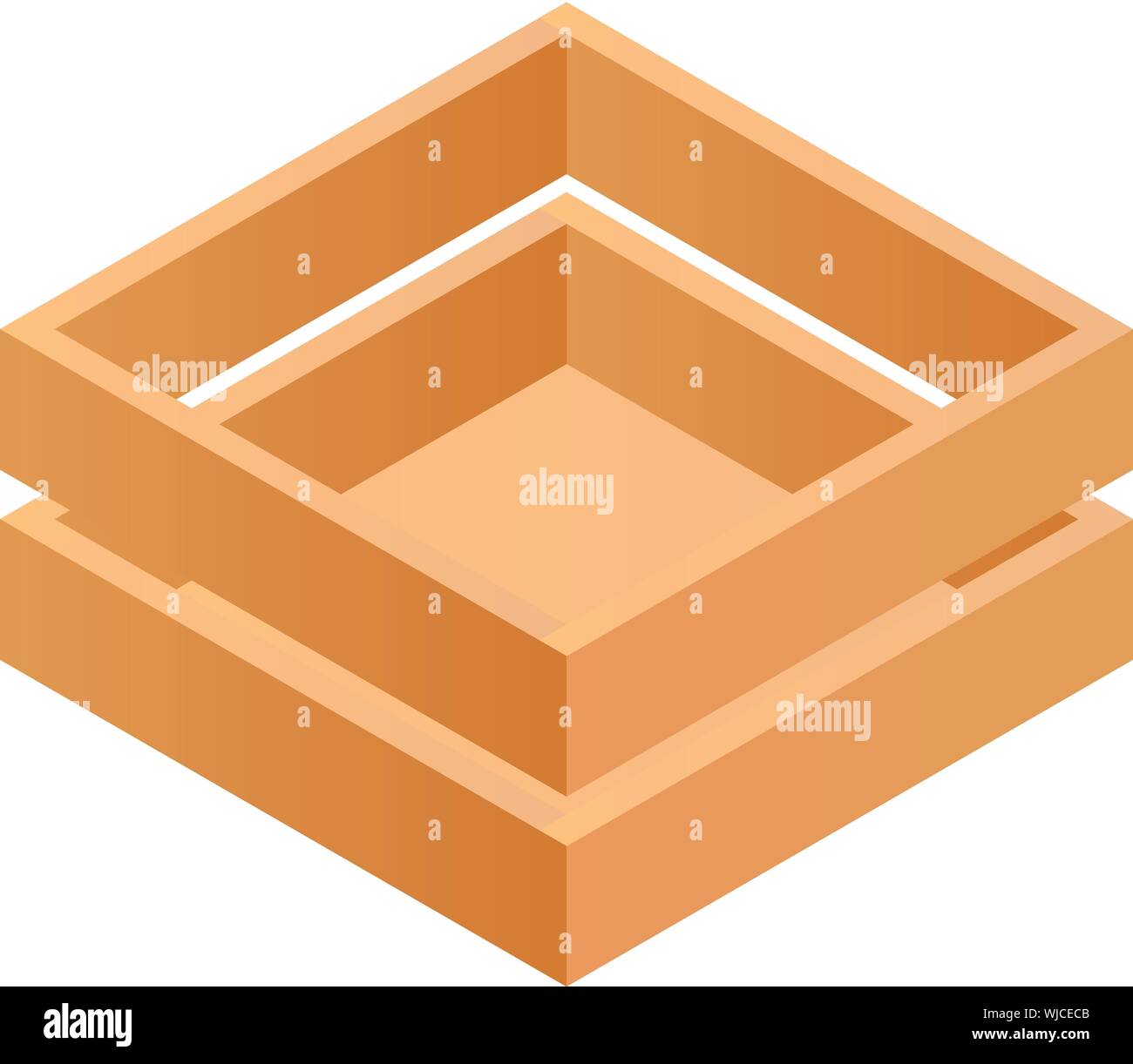 Scatola di legno icona. Vista isometrica della scatola di legno icona vettoriali per il web design isolato su sfondo bianco Illustrazione Vettoriale