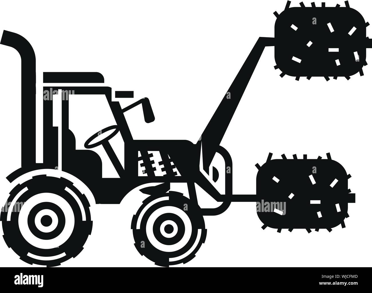 Fattoria di sollevamento icona del trattore. Semplice Illustrazione del sollevamento trattore agricolo icona vettoriali per il web design isolato su sfondo bianco Illustrazione Vettoriale