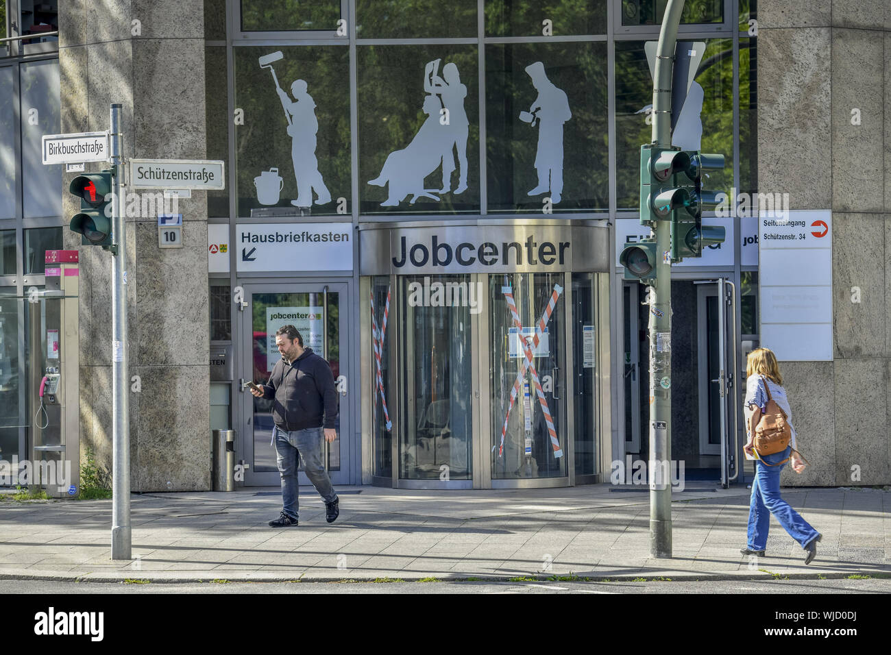 Agenzia per il lavoro, Agenzia per il lavoro, visualizzare l'ufficio del lavoro, disoccupati, disoccupazione, architettura, al di fuori e al di fuori, vista esterna, vista esterna, Berlino, Birk Foto Stock