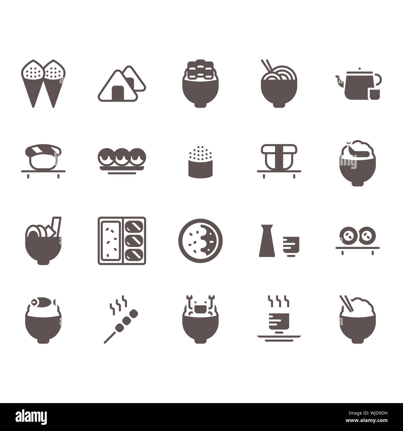 Il cibo giapponese icon set. Illustrazione Vettoriale Illustrazione Vettoriale