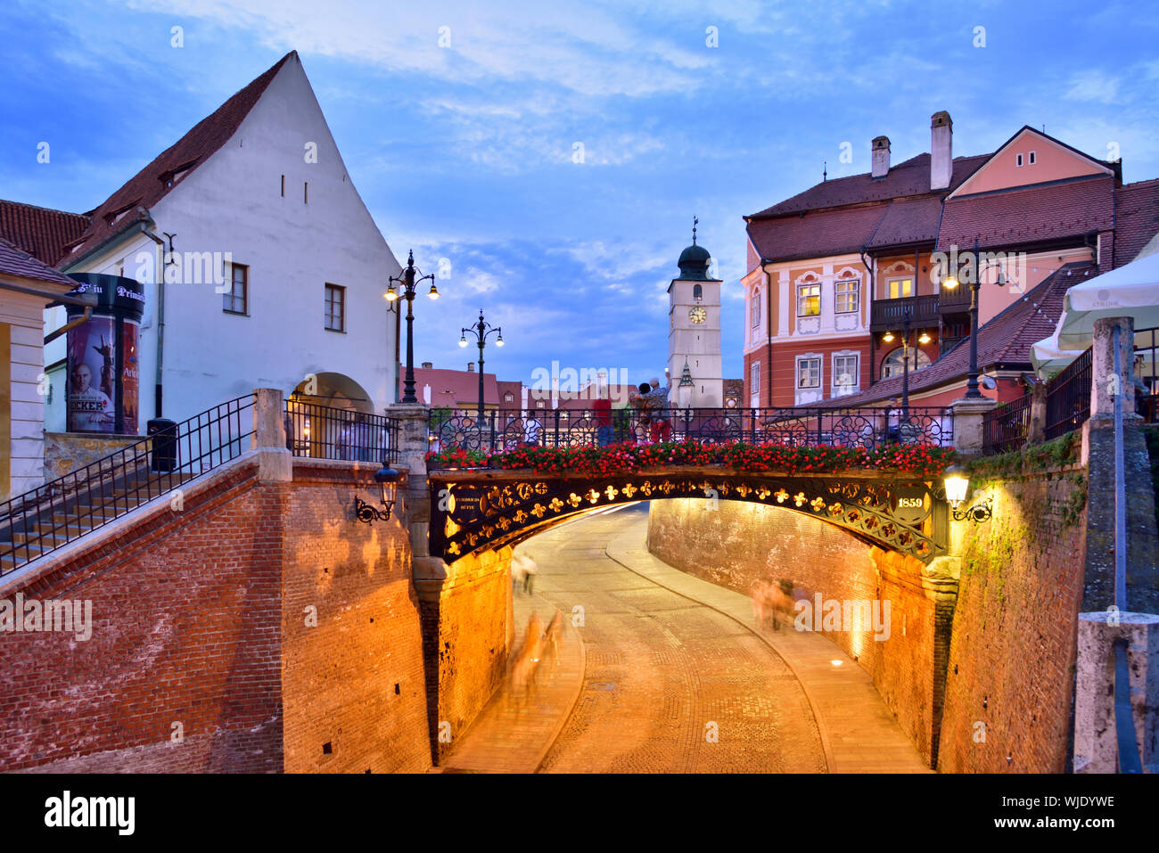Il ponte di bugie, un 1859-costruito il ponte di ferro. Se dire una bugia su di esso, si suppone di scricchiolare. Piata Mica. Sibiu, in Transilvania. La Romania Foto Stock