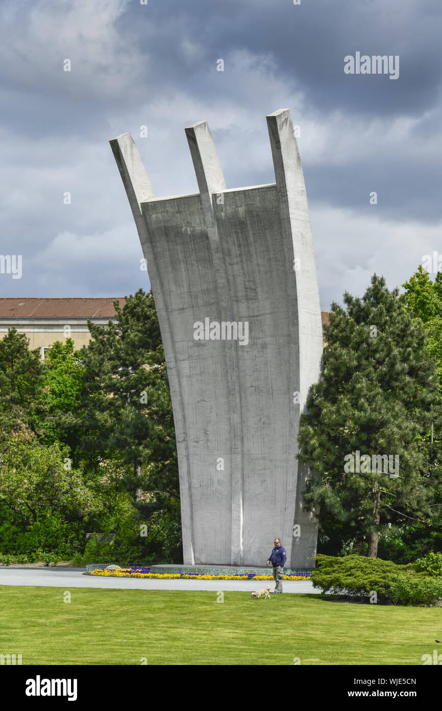 Berlino, cemento, calcestruzzo monumento, monumento, Germania, fame rastrello, ponte aereo, ponte aereo monumento, ponte aereo, ponte aereo monumento, pla Foto Stock