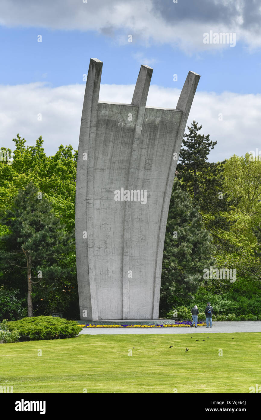 Berlino, cemento, calcestruzzo monumento, monumento, Germania, fame rastrello, ponte aereo, ponte aereo monumento, ponte aereo, ponte aereo monumento, pla Foto Stock