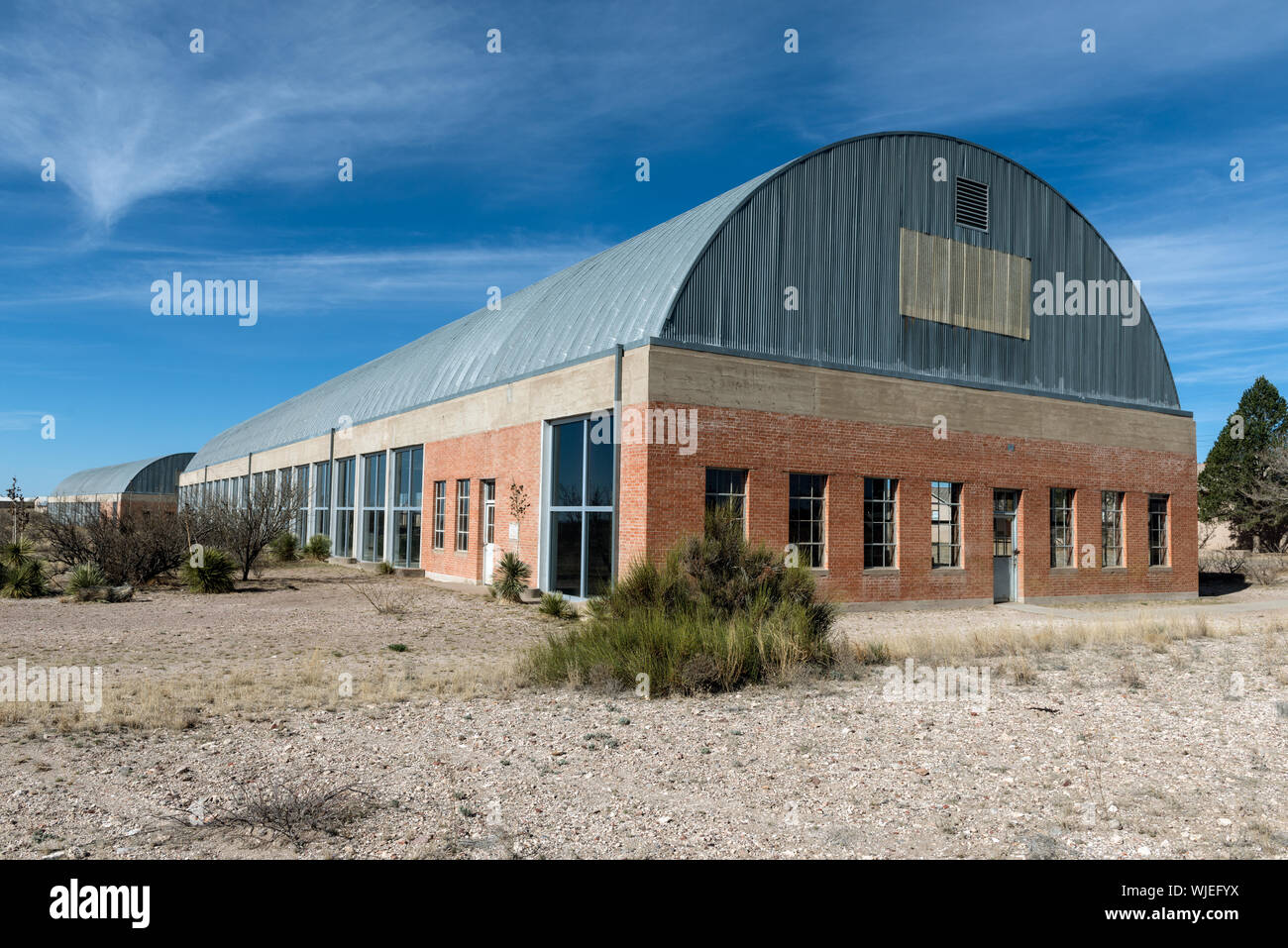 Sede del Chinati Foundation o la Fundacion Chinati, un museo di arte contemporanea di Marfa, sorprendentemente una città sofisticata nel Texas high desert che ha coltivato una reputazione come un centro d'arte Foto Stock