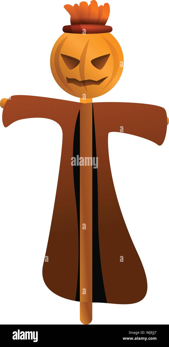 La zucca spaventapasseri icona. Cartoon di zucca spaventapasseri icona vettoriali per il web design isolato su sfondo bianco Illustrazione Vettoriale