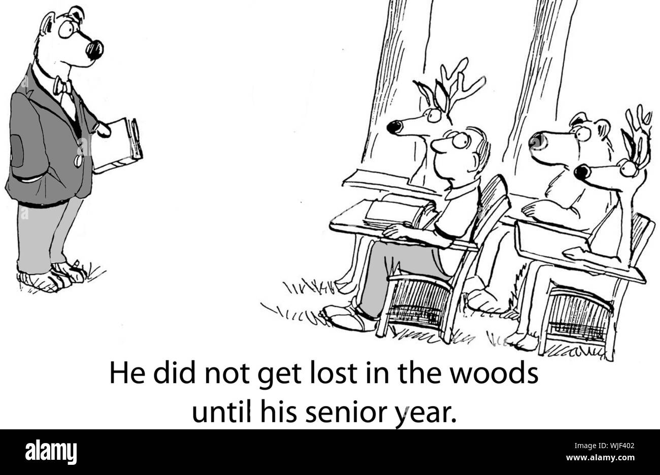 Egli non si perdono nel bosco fino a quando il suo senior year. Foto Stock