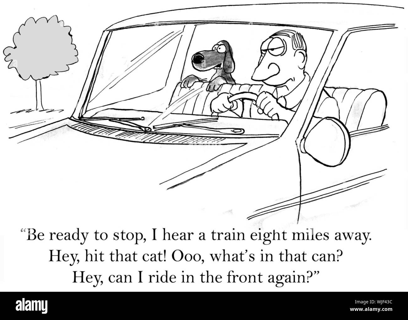 "Essere pronti a fermare, ho sentito un treno a otto miglia di distanza. Hey, hit che cat. Ooo, cosa che può. Posso guidare nella parte anteriore di nuovo?" Foto Stock