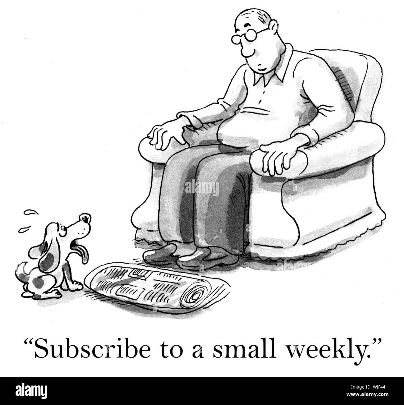 'Subscribe ad una piccola settimanale". Foto Stock