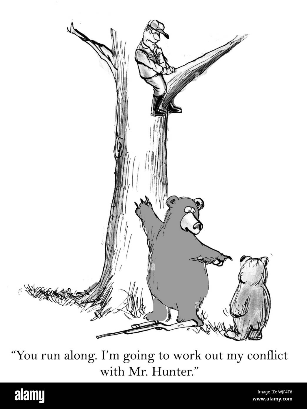 'Corri lungo. Vado a lavorare fuori il mio conflitto con il signor Hunter.". Foto Stock