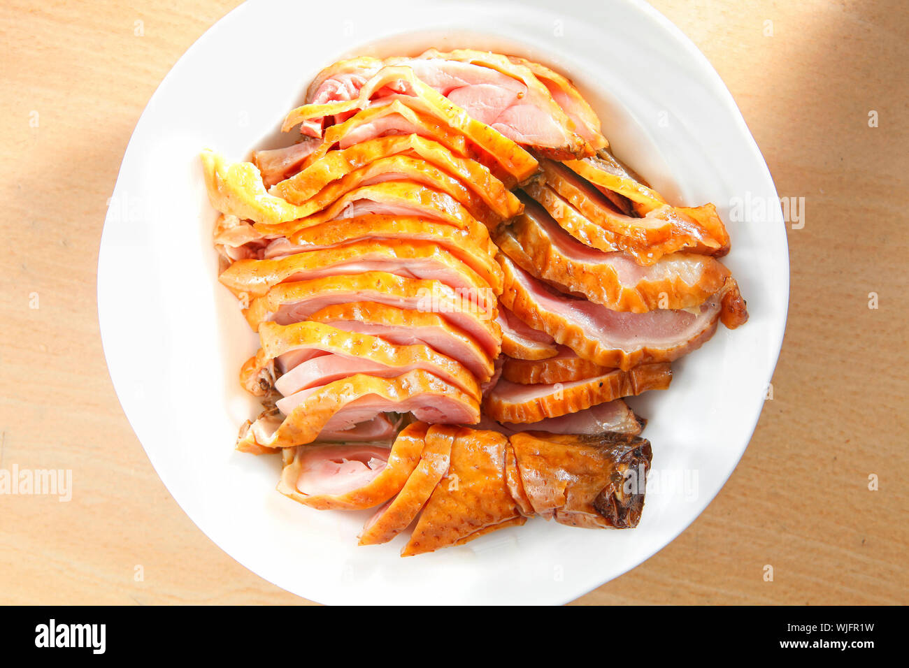 Fette di carne di anatra Foto Stock