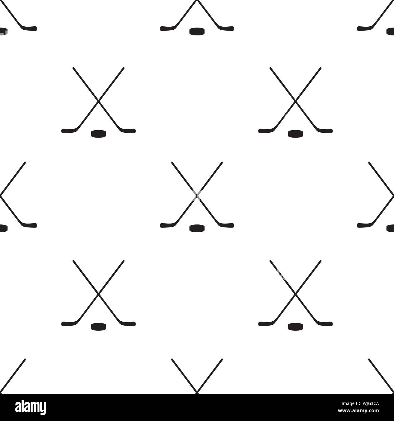 Hockey seamless pattern con bastoni e Puck, illustrazione vettoriale. Illustrazione Vettoriale