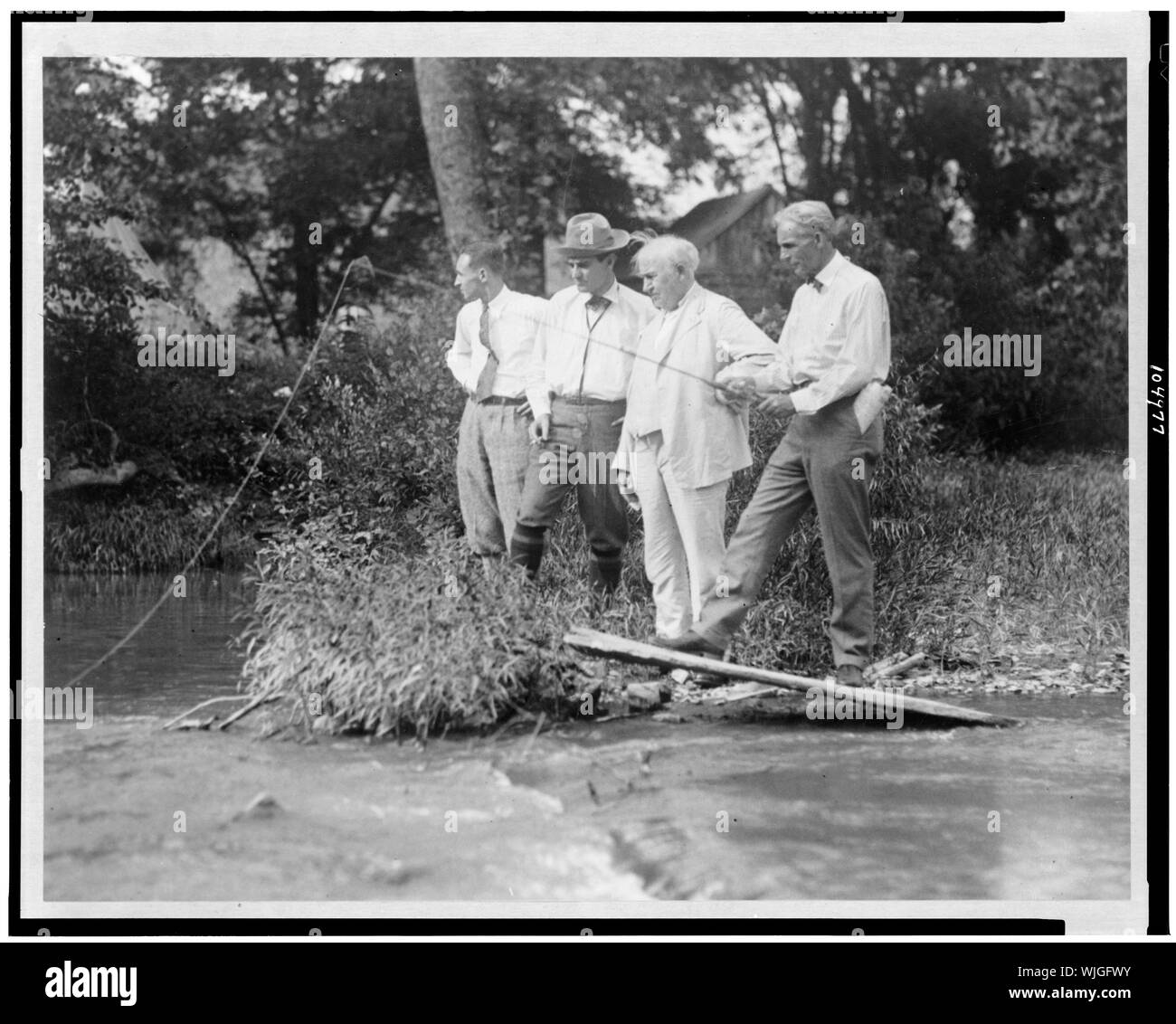 Henry Ford pesca, con Harvey Firestone, cristiana e Thomas Edison Foto Stock