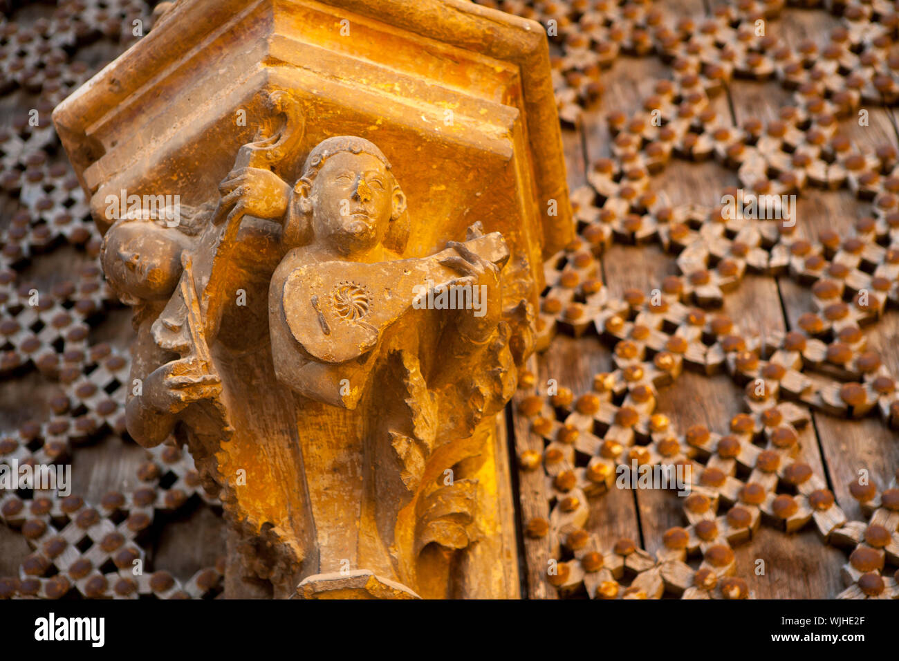 Morella in Maestrazgo castellon chiesa dettagli in Spagna Foto Stock