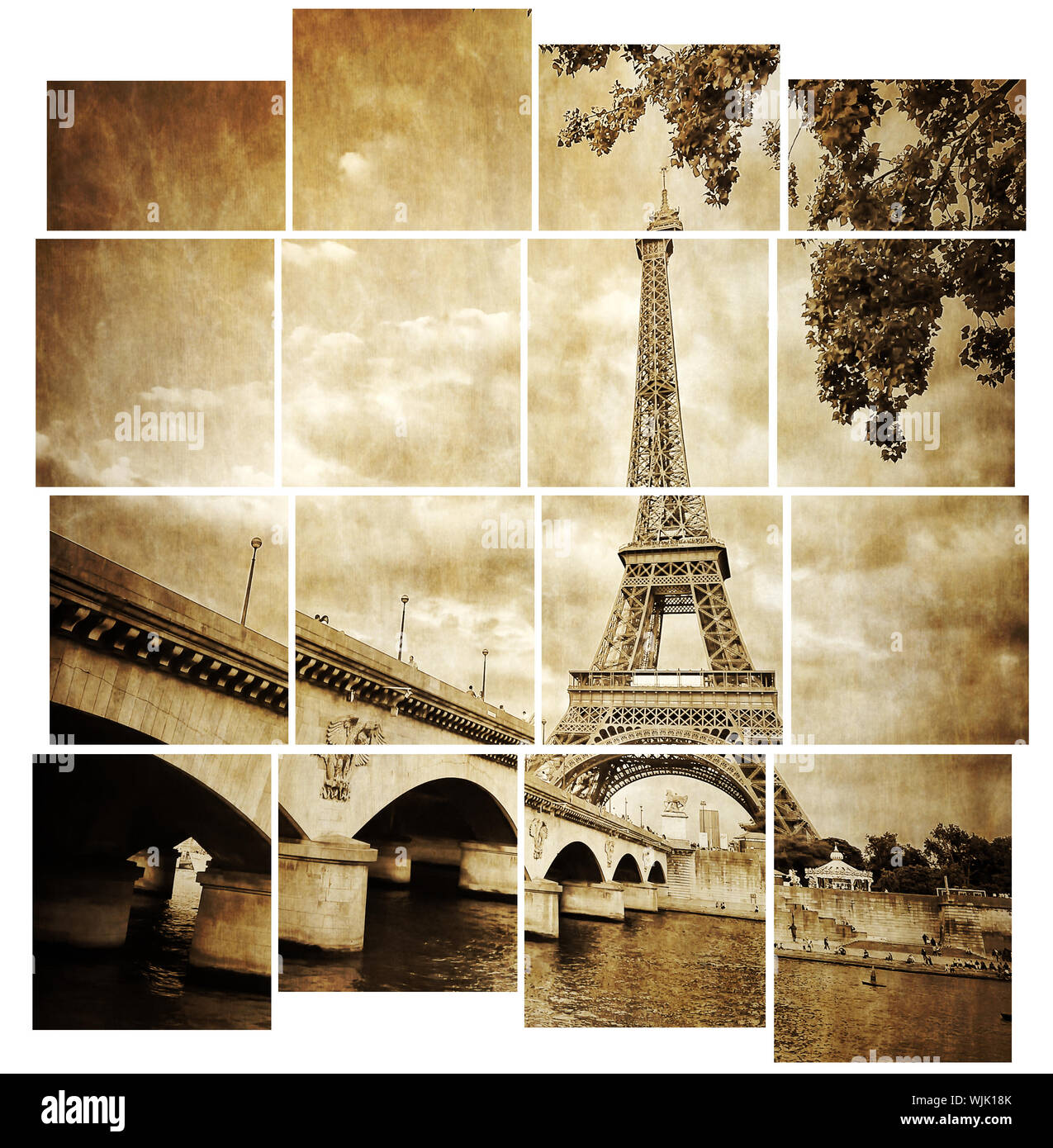 Torre Eiffel vintage retrò in effetto piastrellato, Parigi, Francia Foto Stock