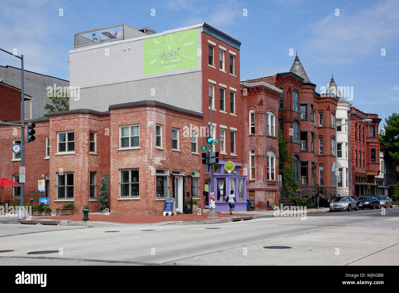 Edifici storici e case a schiera, 9 & N SAN, NW, Washington, D.C. Foto Stock