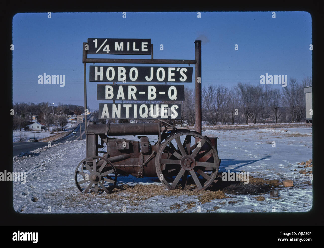 Hobo Joe's BBQ 7 segno di antiquariato, Route 71, springdale, Arkansas Foto Stock